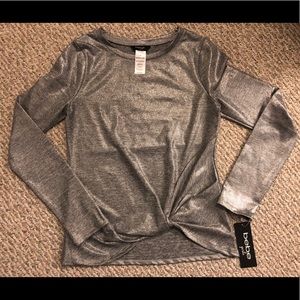 Bebe Girls Long Sleeve Metallic Top